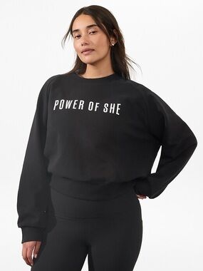 Athleta “Power of She” Black Graphic Pullover Sweatshirt